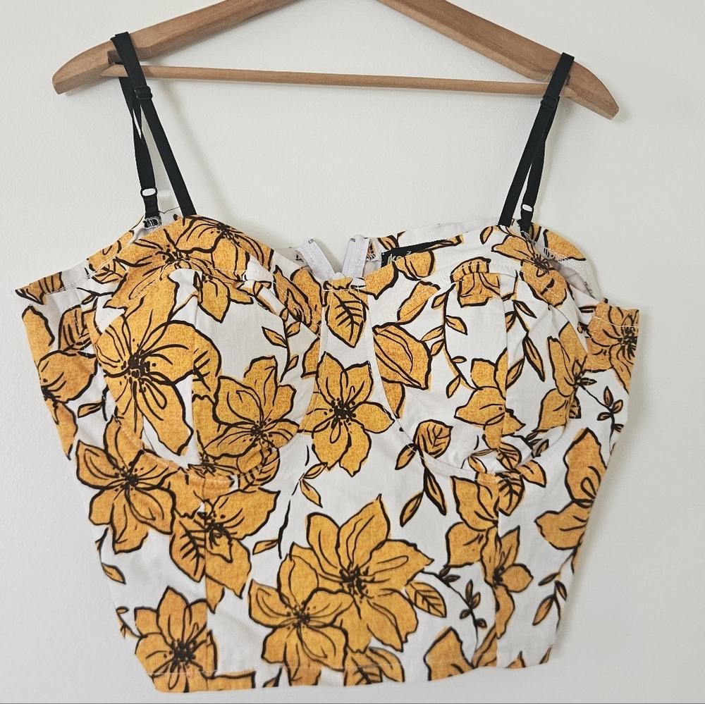 Y2K Womens Top Bustier 3X Y2K Floral Cropped Boho Cottage Retro Festival Country